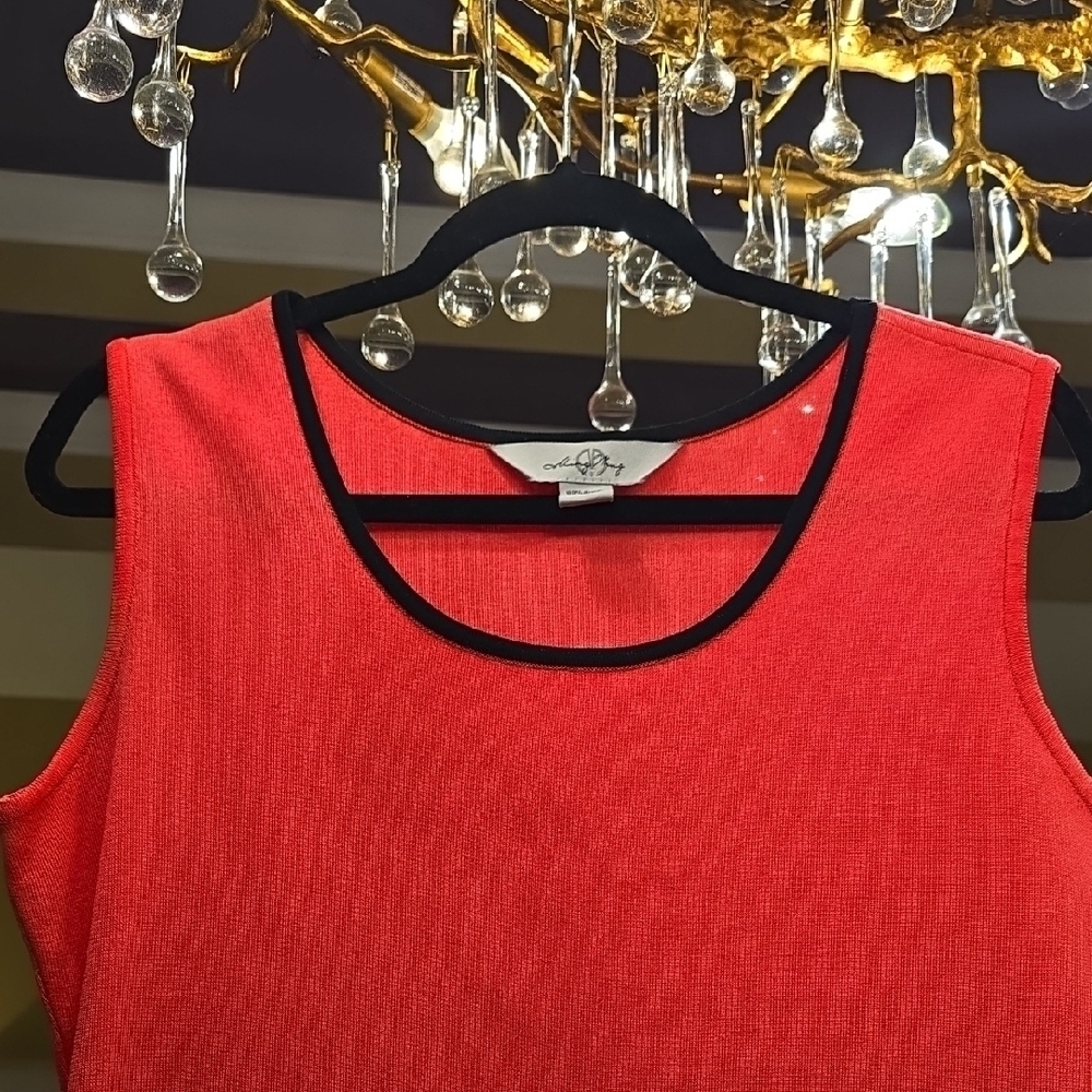 Ming Wang Pink and Black Fitted Sleeveless Tank Top - Picture 3 of 12